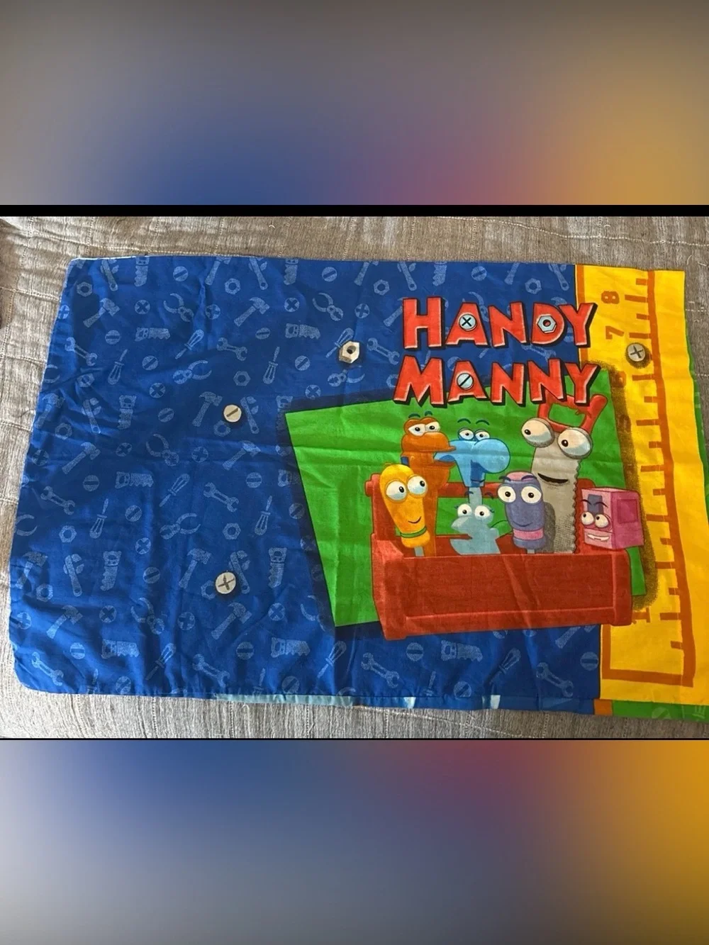 Rare y2k Disney playhouse standard size Handy Manny and tools Pillowcase